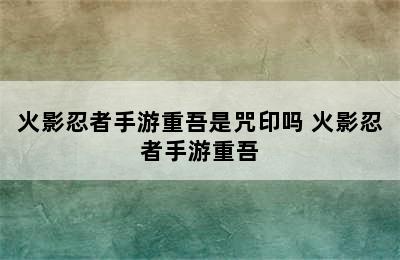 火影忍者手游重吾是咒印吗 火影忍者手游重吾